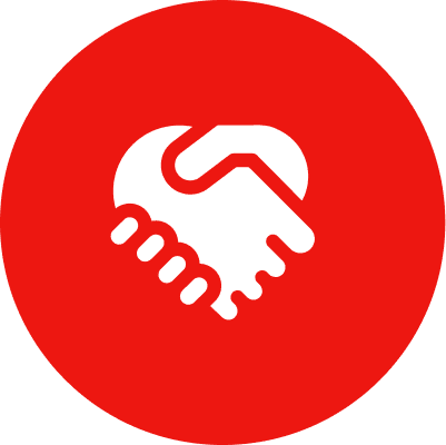 Handshake icon inside a red circle.